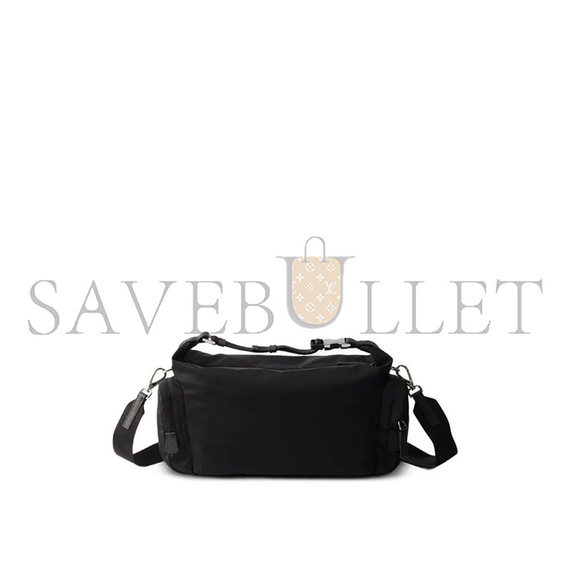 PRADA BLACK RE-NYLON AND SAFFIANO-LEATHER SHOULDER BAG 2VH213 (26*20*14cm)